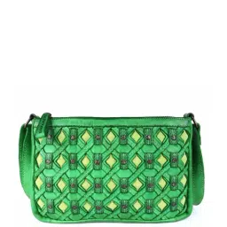 KOMPANERO Valentina Light Green Leather Textured Sling Handbag-image-78