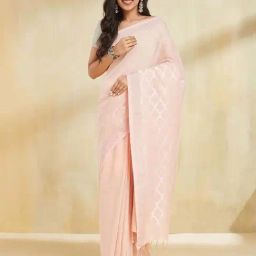Fabindia Pink Regular Fit Woven Design Saree-picture-16