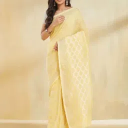 Fabindia Lemon Regular Fit Woven Design Saree-picture-30