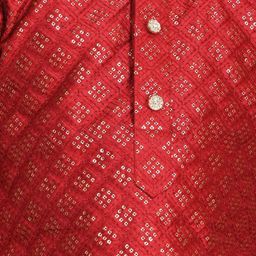 NFC CREATION Boys Embroidered Regular Sequinned Dupion Silk Kurta with Patiala image 2