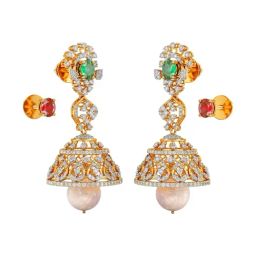 Joyalukkas 18k Yellow Gold & Diamond Sovereign Classic Earrings-image-91