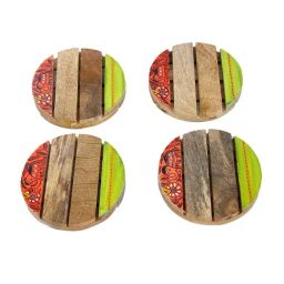 Aapno Rajasthan Brown Wooden Coasters - Set of 4 image 2