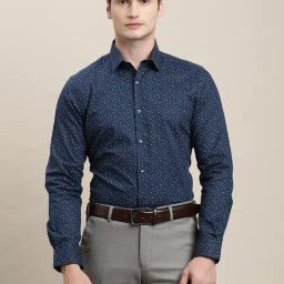 Turtle Blue Cotton Slim Fit Printed Shirt-33