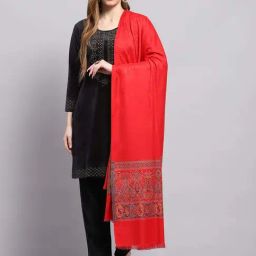Monte Carlo Women's Red Self design Shawl-3