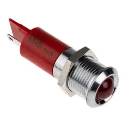 RS PRO Red Panel Mount Indicator 230V AC, Mounting Hole Size 14 mm, IP Rating IP67, Model No 210125-22