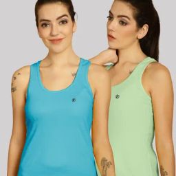 Friskers Blue & Green Cotton Sports Tank Top - Pack Of 2-image-65