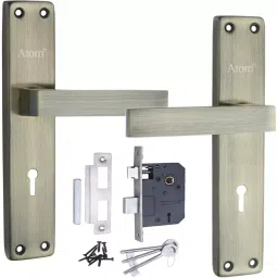 Atom Stainless Steel Silver Door Handle Lock Set, FORTUNE_K.Y-B.A-13