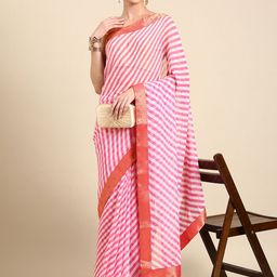 HERE&NOW Striped Zari Pure Chiffon Saree-picture-54