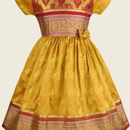 Wish Karo Kids Gold Self Frock-picture-33