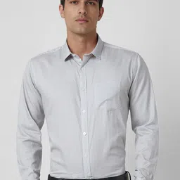 V Dot Men Slim Fit Spread Collar Geometric Printed Cotton Formal Shirt-image-82