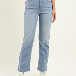 Levi's Light Blue Straight Fit High Rise Jeans-image-95
