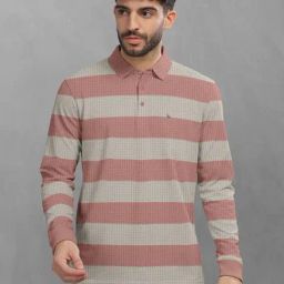 BULLMER Pink Cotton Blend Regular fit Stripes T-Shirts-image-53