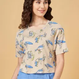 Honey by Pantaloons Khaki Cotton Printed Top-picture-8