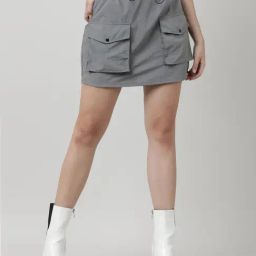 Bene Kleed Light Grey Mini Skirt-image-48