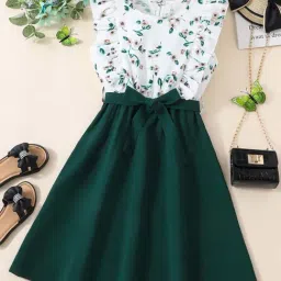 Bolly Lounge Girls Green & White Floral Dress-picture-2