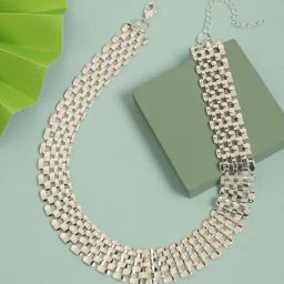 Sohi Silver Designer Statement Stones Necklace-image-21