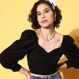 plusS Stunning Black Solid Volume Play Top-image-85