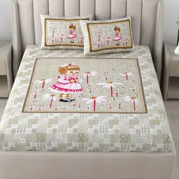JAIPUR FABRIC Olive Green 180 TC King Bedsheet with 2 Pillow Covers-image-77