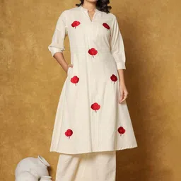 Indo Era Women Floral Printed Regular Pure Cotton Kurta with Palazzos-picture-42