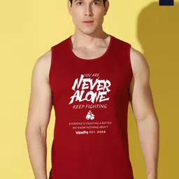WOOSTRO Pack Of 2 Printed Super Combed Cotton Gym Vests VWS26(ALONE MAROON)(MORE NAVY)-image-87