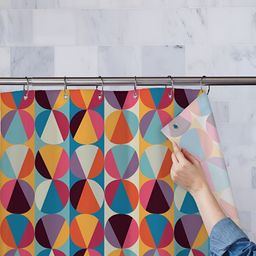 ArtzFolio Yellow & Pink Geometric Printed Water Proof Shower Curtain-18