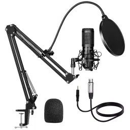 Bestor Metal 20 Hz to 20 KHz Condenser Microphone Kit Black for Recording Studio Audio, XLR-12