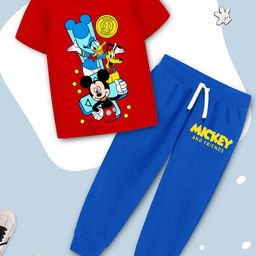 YK Disney Boys Mickey & Friends Printed Round Neck T-Shirt With Jogger-image-72