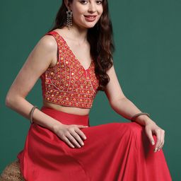 Sangria Mirror Work Embroidered Ready to Wear Lehenga Choli-image-15