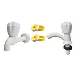 GENERIC Bathroom Faucet Set PVC Chrome Finish White, FG1255 ( Pack of 3)-image-93