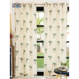Urban Space Cotton Window Curtains with Eyelets & Tieback Palm Lagoon Green (Pack of 2)-picture-37