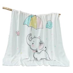 Bembika Bamboo Cotton Muslin Swaddle Blanket Baby Elephant Printed - White-image-40