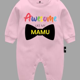 The Peppy Tend Full Sleeves Awesome Like My Mamu Text Printed Romper - Pink-picture-9