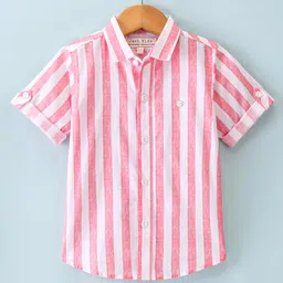 Jash Kids Half Sleeves Cotton Striped Shirt - Pink-picture-29