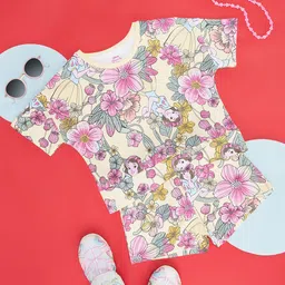 Pantaloons Junior Cotton Knit Half Sleeves Floral Printed Shorts Set  - Tender Yellow-picture-46