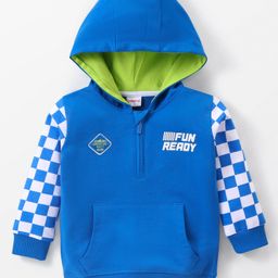 Babyhug Cotton Full Sleeves Sweatjacket With Front Pocket & Hood HD Print - Blue-image-3