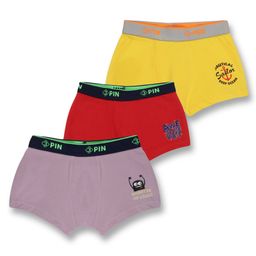 3PIN Pack Of 3 Cotton Elastane Awesome Vibes Text & Nautical Theme Printed Trunks - Purple Red & Yellow-image-49
