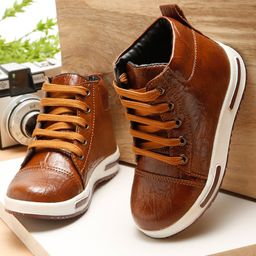 Tiny Bugs Solid Ankle Length Lace Up Boots - Tan-image-39
