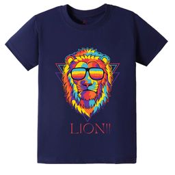 KAVEE Pure Cotton Half Sleeves Lion Printed Bio Washed Tee - Navy Blue-picture-6