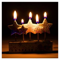 Funcart Golden Glitter Star Cake Topper Candle -Pack of 5-19