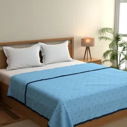 home expressions Meadow Turquoise Blue Printed Cotton AC Room 150 GSM Double Bed Dohar-picture-16
