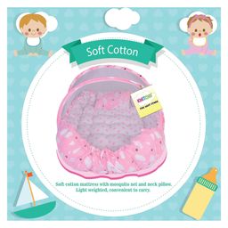 Kwitchy New Born Baby Bedding Combo Set Foam Insert Mattress with Net & Sleeping Bag for 0-12 Months Infants (Pink) image 3