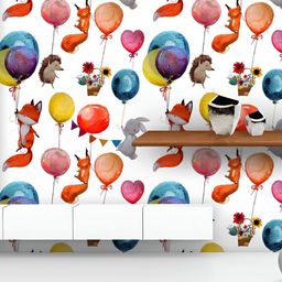 ArtzFolio Printed UV-Resistant Anti-Bacterial Animals With Balloons Peel & Stick Wallpaper-image-47