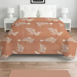 IVAZA Brown Floral Microfiber AC Room 210 GSM Double Bed Comforter-image-64
