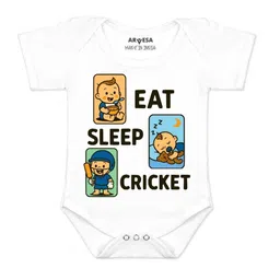 arvesa Eat Sleep Cricket Printed Romper-picture-3