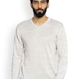 Duke Men Off-White Self Design Pullover-image-20