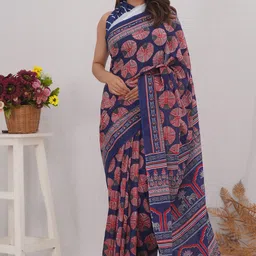 Vanedik Floral Pure Cotton Block Print Saree-picture-15