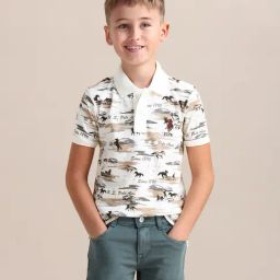 U.S. Polo Assn. Boys White Cotton Printed Polo Shirt-picture-44