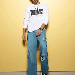Bewakoof Blue Straight Fit Solid Cargo Jeans-image-26