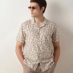 SELECTED HOMME Beige Regular Fit Floral Print Shirt-image-78