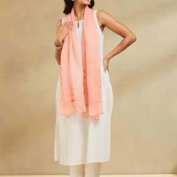 Fabindia Peach Regular Fit Embroidered Stole-picture-23